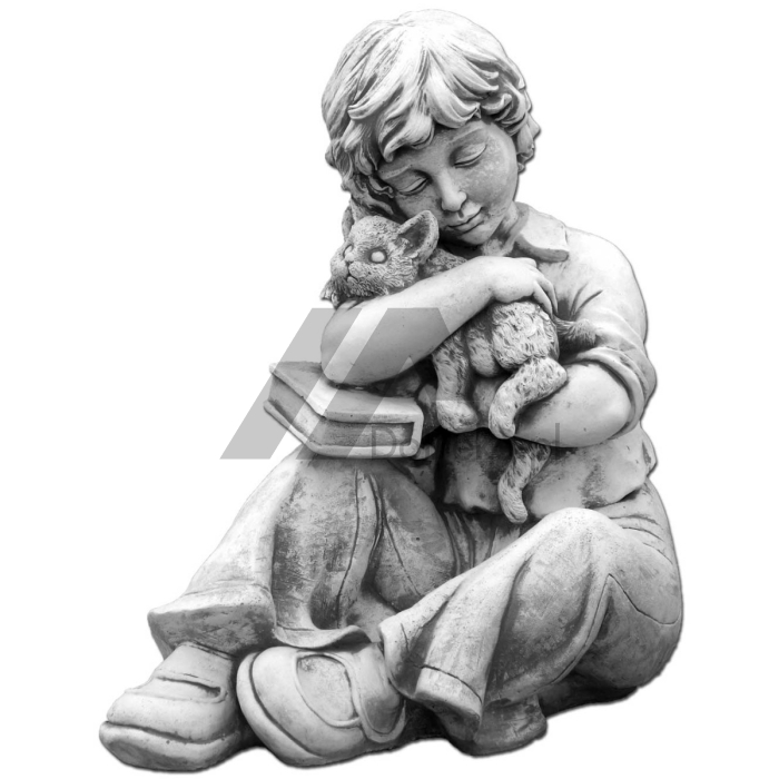 La figurine d'un garçon avec un chaton - NOUVEAU!