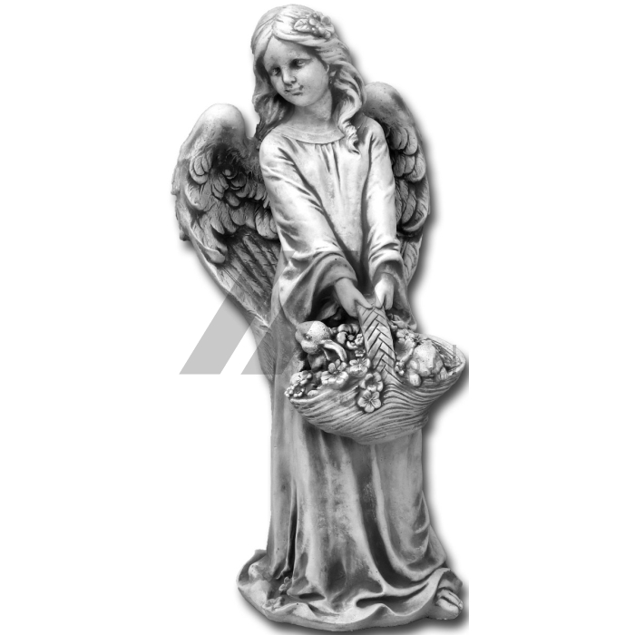 Sculpture d'un ange avec un panier